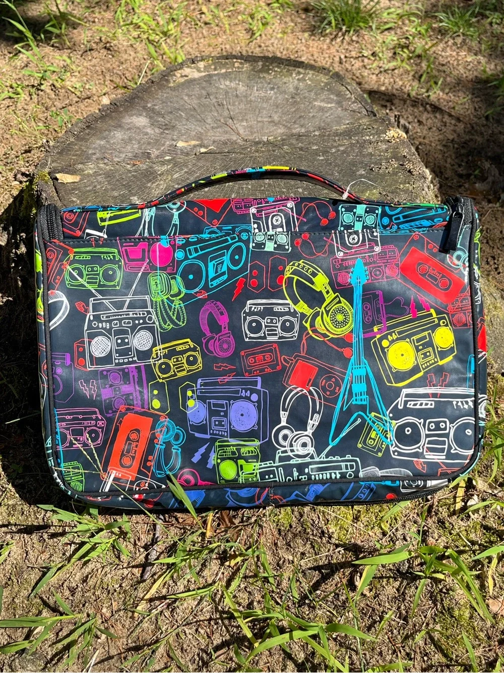 Y2K Paperchase Black Vinyl Laptop Tablet Tech Case Back To School Retro Boombox